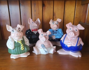 Vintage NatWest Bank Piggy Banks. Full sets and individual pieces available. Highly collectable. Free UK postage.