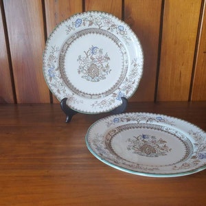 Pair of vintage Copeland Spode tea plates in China Rose pattern.