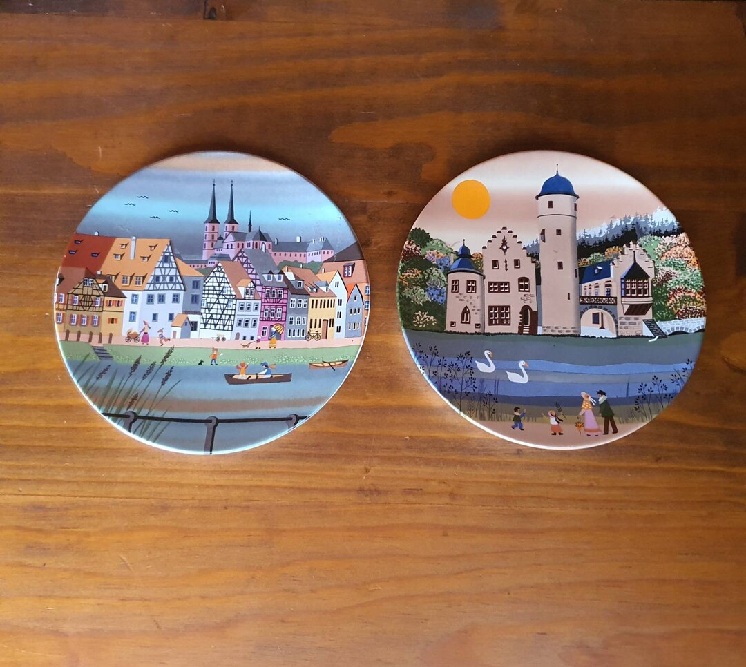 Vintage Poole Pottery Decorative Plates. Designed by Barbara Furstenhof