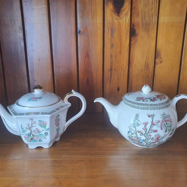 Vintage Indian Tree Teapots. Two available. One by Johnson Bros. and One by Sadler. Free Post in the UK.