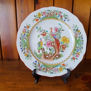 1910 年に Waring および Gillow ストア専用に製造された、オリエンタル フェザント パターンのアンティーク Copeland Spode 22.5 cm プレート。