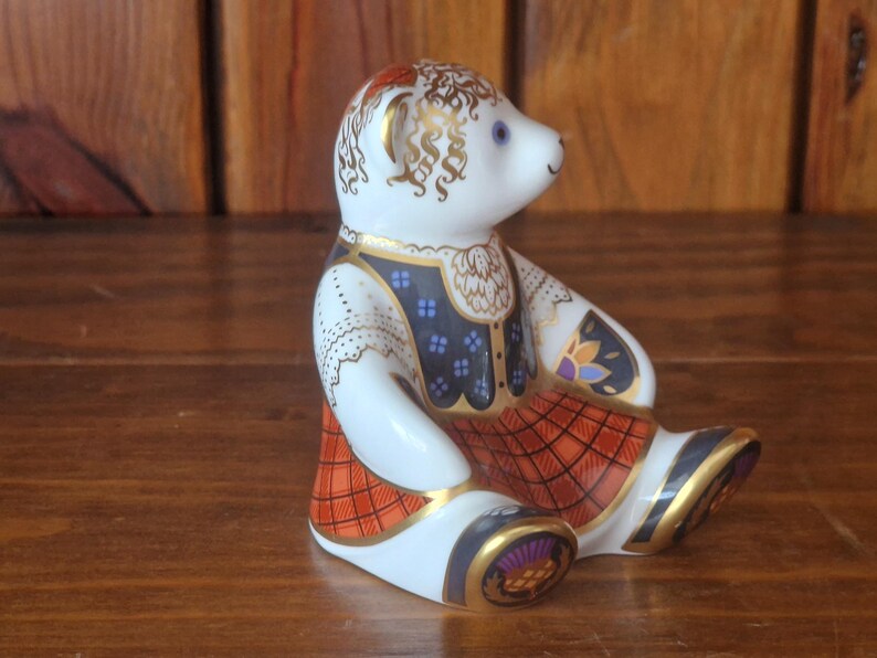 Vintage Royal Crown Derby Scottish Teddy Bear Paperweight Figures