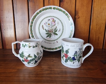 Vintage Portmeirion Christmas themed items. Plate  mug and jug. Great gifts for the Portmeirion collector.