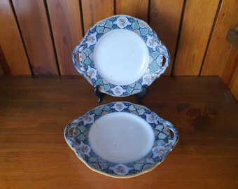 Pair of Antique Hindostan handled plates made by Pinder Bourne and Hope of Burslem. Dating to mid 19th century.