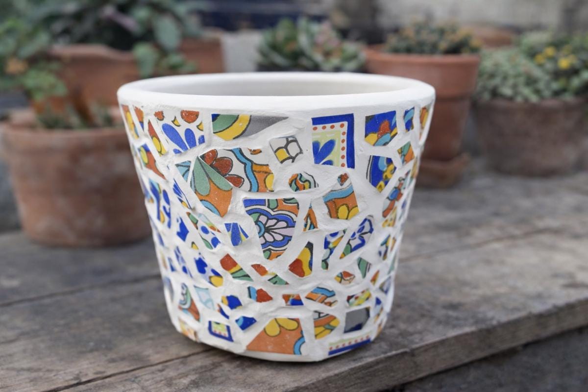 Mosaic Flower Pot 6 Inch - Etsy