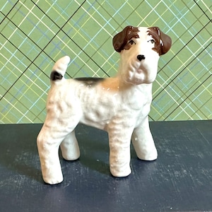 Vintage ceramic dog figure, Terrier, Fox Terrier, Wire Hair Terrier, cute dog figure