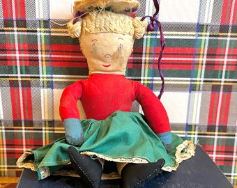 Vintage Tykie Toy Fabric Doll, Stoffpuppe, Stoffpuppe, Sammlerpuppe