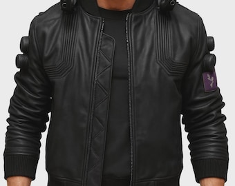 Chaqueta de cuero samurái de Cyberpunk 2077: disfraz de cosplay de jugador