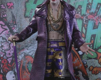 Jared Leto Joker Coat: Purple Faux Leather Trench - Halloween Cosplay
