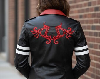 Women's Classic Biker Leather Jacket | Alex Mercer Prototype Style | Halloween Cosplay Costume Jacket