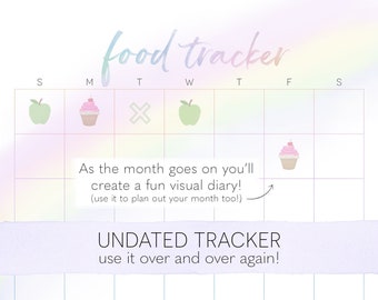 Daily Food Tracker | Nutrition Calendar | Digital Download | Printable | Over the Rainbow