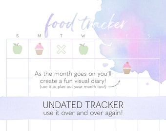 Daily Food Tracker | Nutrition Calendar | Digital Download | Printable | Purple Splash