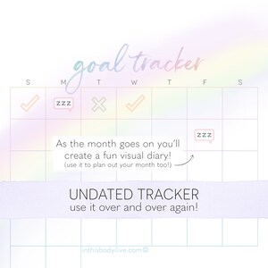 Daily Goal Tracker Goal Calendar Digital Download Printable Over the Rainbow image 1
