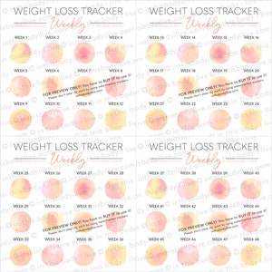 Weekly Weight Loss Trackers Set of 5 Weight Chart Digital Download Life's Peachy image 4