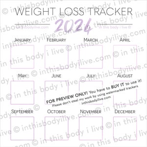 Weight Loss Tracker 2024 Weight Loss Planner Digital Download Minimal Purple image 3