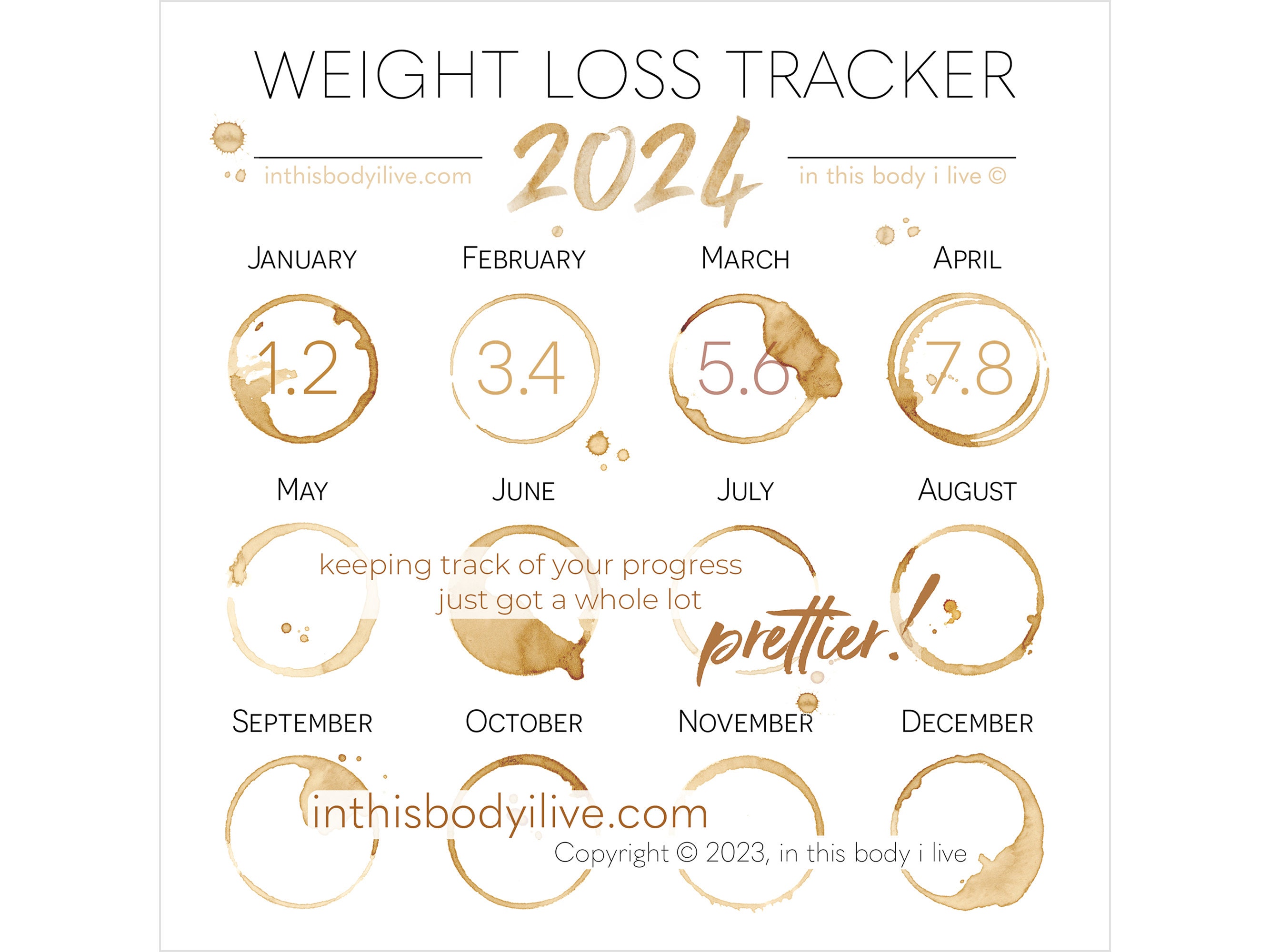 Weight Loss Tracker 2024 Weight Loss Template Digital Download