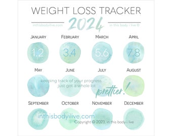 Weight Loss Tracker 2024 | Weight Loss Calendar | Digital Download | Under the Sea-Green