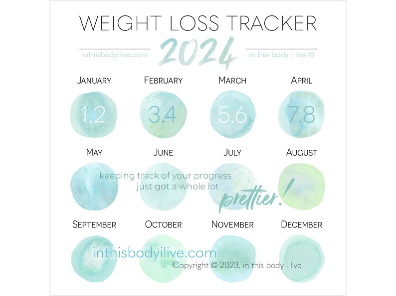 Weight Loss Tracker 2024 Weight Loss Calendar Digital Download Under the Sea-Green image 1