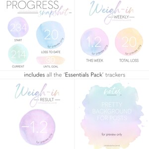 Mega Pack Weigh-in, Progress Goals Weight Loss Tracker Digital Download Over the Rainbow image 3