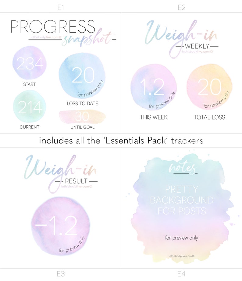Mega Pack Weigh-in, Progress Goals Weight Loss Tracker Digital Download Over the Rainbow image 3