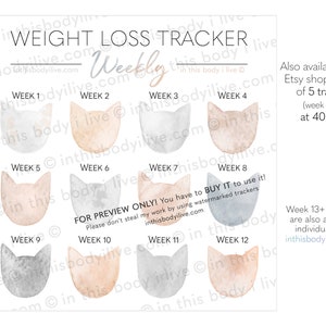 Weekly Weight Loss Tracker Cats Weight Loss Chart Digital Download Bild 3