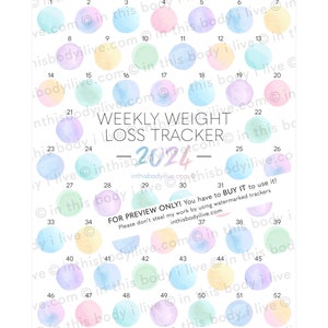 52 Week Weight Loss Tracker 2024 Weight Loss Chart Digital Download Gumballs Bild 3