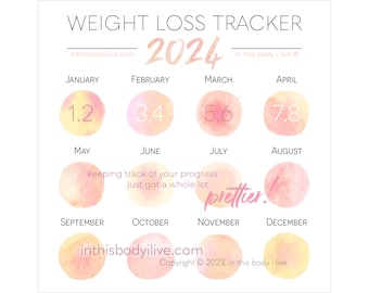 Weight Loss Tracker 2024 | Weight Loss Planner | Digital Download | Life's Peachy