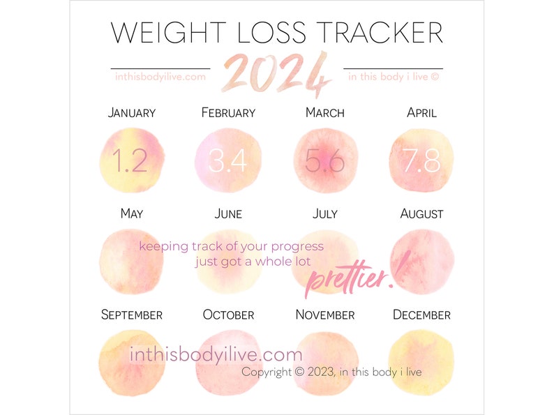 Weight Loss Tracker 2024 Weight Loss Planner Digital Download Life's Peachy immagine 1