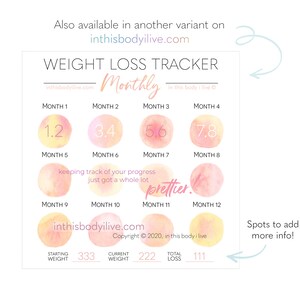 Monthly Weight Loss Tracker Weightloss Motivation Digital Download Life's Peachy image 4