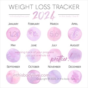 Weight Loss Tracker 2024 Instagram Weight Loss Tracker Digital Download Pretty in Pink image 1