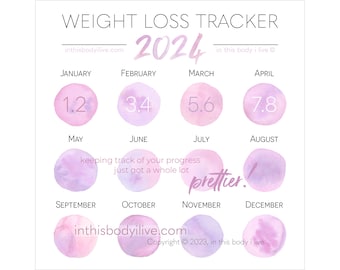 Weight Loss Tracker 2024 | Instagram Weight Loss Tracker | Digital Download | Pretty in Pink