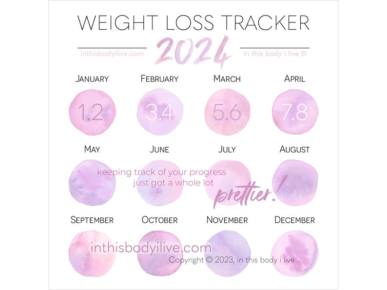 Weight Loss Tracker 2024 Instagram Weight Loss Tracker Digital Download Pretty in Pink image 1
