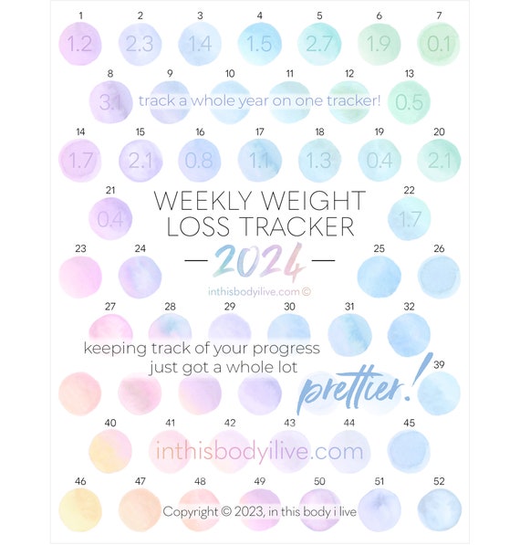 52 Week Weight Loss Tracker 2024 Weight Loss Chart Digital