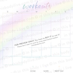 Daily Workouts Tracker Workout Calendar Digital Download Printable Over the Rainbow image 3