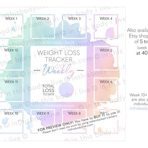 Weekly Weight Loss Tracker Instagram Weight Tracker Digital Download Rainbow Splash image 3