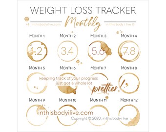 Monthly Weight Loss Tracker | Instagram Weight Tracker | Digital Download | Coffee Break