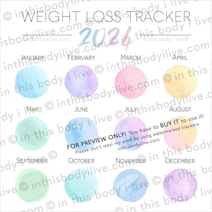 Weight Loss Tracker 2024 Instagram Weight Tracker Digital Download Over the Rainbow image 3