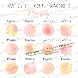Monthly Weight Loss Tracker Weightloss Motivation Digital Download Life's Peachy image 3