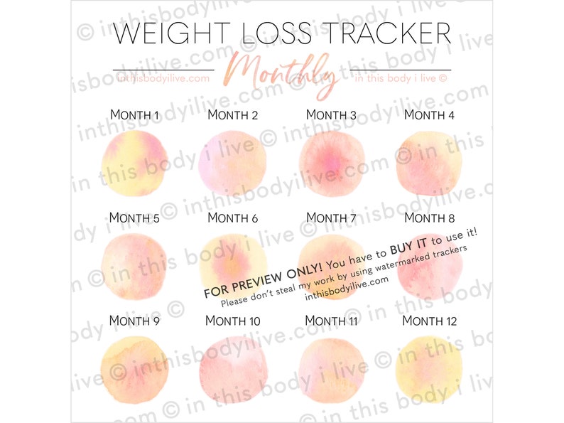 Monthly Weight Loss Tracker Weightloss Motivation Digital Download Life's Peachy image 3