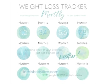 Monthly Weight Loss Tracker | Weightloss Chart | Digital Download | Under the Sea-Green