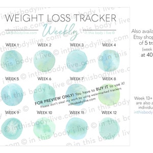 Weekly Weight Loss Tracker Weight Loss Template Digital Download Under the Sea-Green image 3