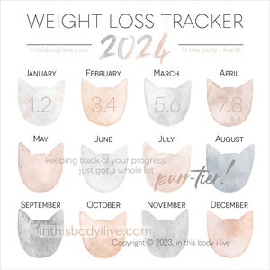 Weight Loss Tracker 2024 Cats Instagram Weight Tracker Digital Download image 1