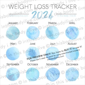 Weight Loss Tracker 2024 Weight Loss Journal Digital Download Blueberries image 3