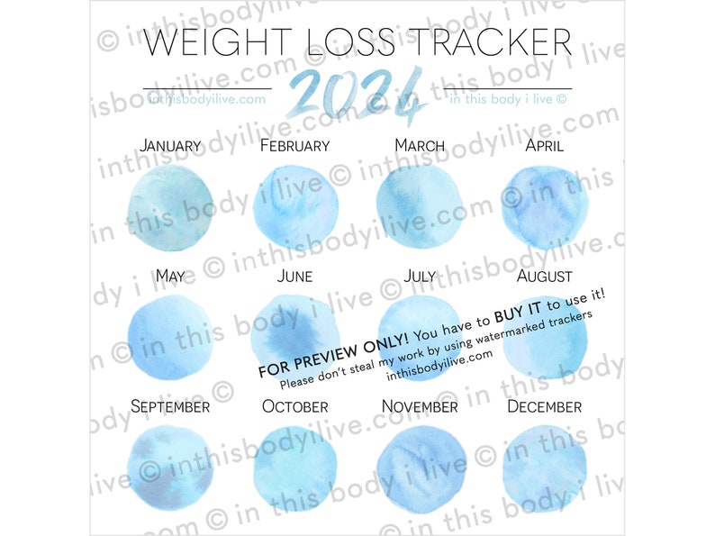 Weight Loss Tracker 2024 Weight Loss Journal Digital Download Blueberries image 3