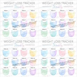 Weekly Weight Loss Trackers Set of 5 Rainbow Cats Weight Loss Motivation Digital Download image 4