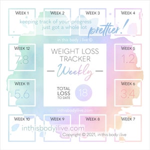 Weekly Weight Loss Tracker Instagram Weight Tracker Digital Download Rainbow Splash imagen 1