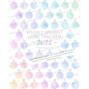 52 Week Weight Loss Tracker 2024 Weight Loss Chart Digital Download Sunrise image 3