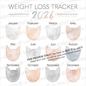 Weight Loss Tracker 2024 Cats Instagram Weight Tracker Digital Download image 3