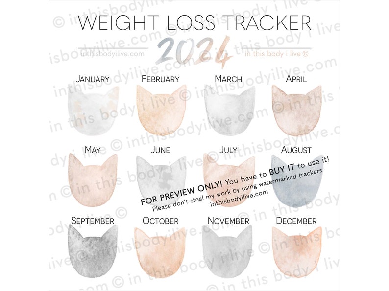 Weight Loss Tracker 2024 Cats Instagram Weight Tracker Digital Download image 3