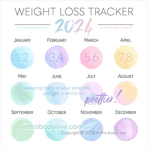 Weight Loss Tracker 2024 Instagram Weight Tracker Digital Download Over the Rainbow imagen 1